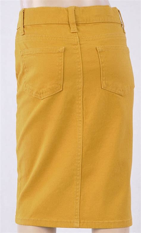 Colored Denim Skirt Mustard Girls The Klassy Girl Boutique