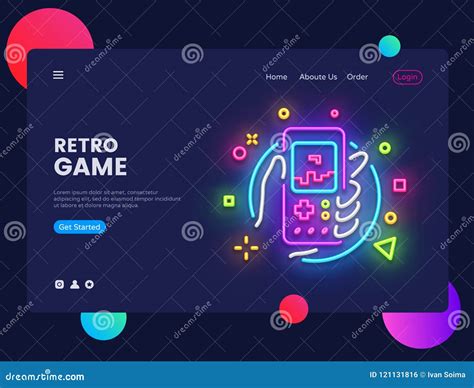 Retro Games Website Concept Banner Vector Design Template Retro Game