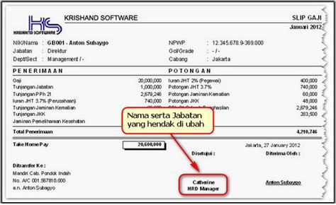 Bagaimana Cara Mengubah Nama Atau Jabatan Bagian Approved Atau Disetujui Pada Slip Gaji