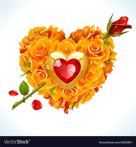 Yellow Roses In The Shape Of Heart Royalty Free Vector Image