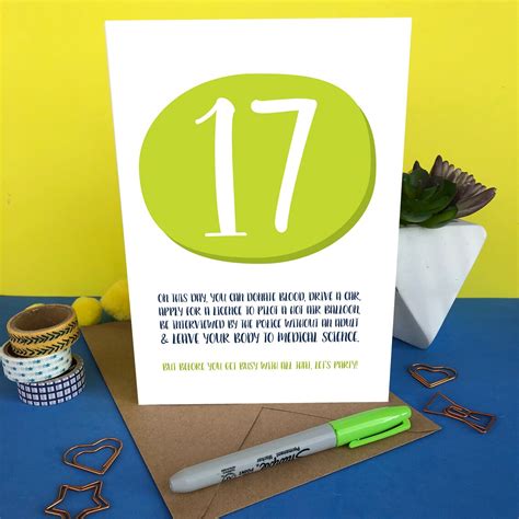 Funny 17th Birthday Card To Celebrate The Legalities Of Etsy