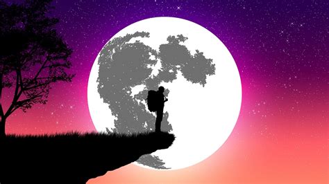 Desktop Wallpaper Silhouette Moon Man Digital Art Hd Image Picture