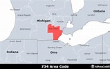 734 Area Code - Location map, time zone, and phone lookup