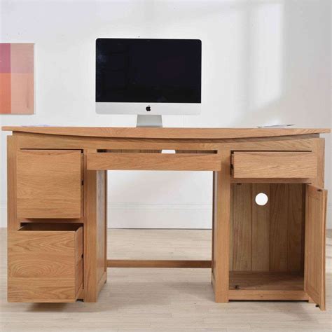 It has a hexagonal top, 2 finished in dark wood, this corner desk with hutch will be a functional addition to any home office. Crescent Solid Oak Large Computer Desk - Best Price Online