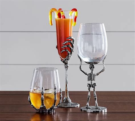 skeleton wine glasses pottery barn