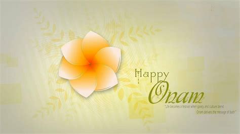 Happy Onam Word With White Yellow Flower Hd Onam Wallpapers Hd