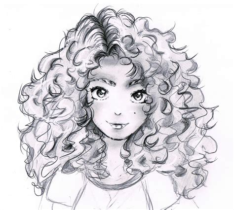 Curly Hair Curly Hair Girl Anime Manga Pencil