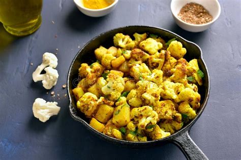 Indian Style Cauliflower With Potatoes Stock Image Image Of Grilled