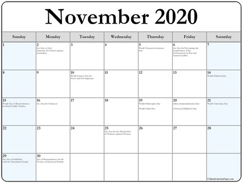 Download free printable 2020 monthly calendar with us holidays and customize template as you like. Collection of November 2020 calendars with holidays