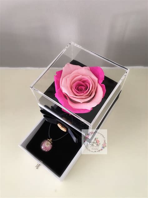 Timeless Preserved Rose In Mini Luxury Acrylic Jewelry Box Keepsake