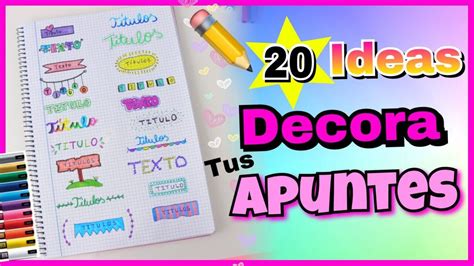 20 Ideas De TÍtulos Bonitos Para Decorar Tus Apuntes Decora Tus