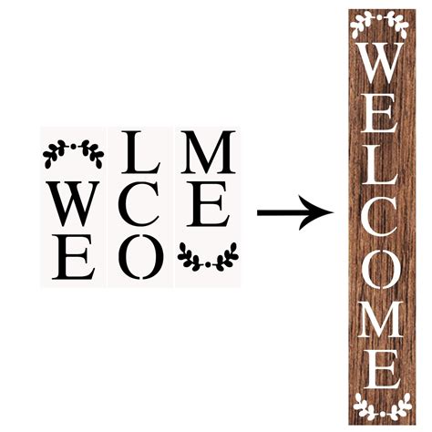 Welcome Stencil 3 Pcs Large Letter Stencils For Porch Sign Etsy Large