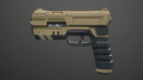 3d Model Low Poly Sci Fi Yellow Pistol Weapon Model Vr Ar Low Poly