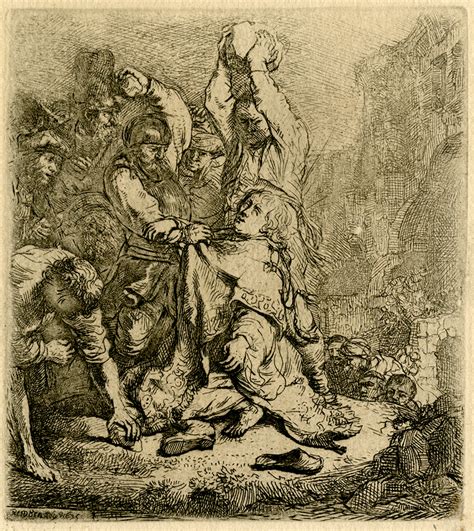 Rembrandt The Stoning Of St Stephen 1635 Etching S