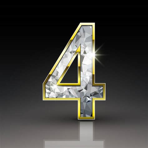 Shiny Number 4 Of Gold And Diamond Illustrations, Royalty-Free Vector ...