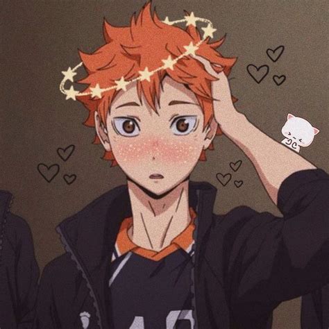 An Anime Character With Red Hair And Stars On His Head