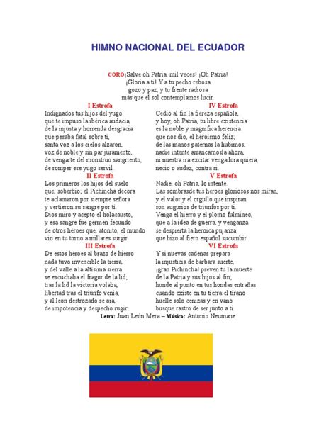 Himno Nacional Del Ecuador Canciones Patrióticas Entretenimiento