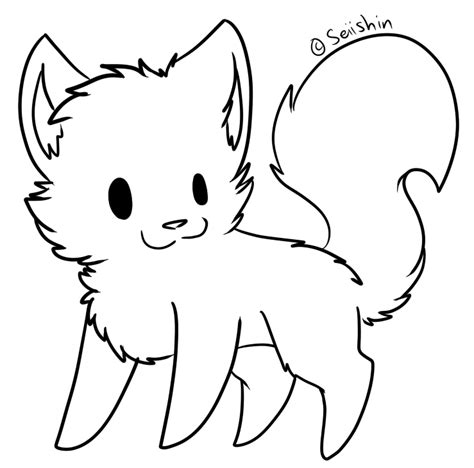 Chibi Cat Base Sketch Coloring Page