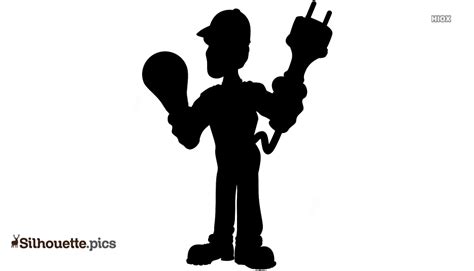 Electrician Working Silhouette Vector Clipart Images Pictures