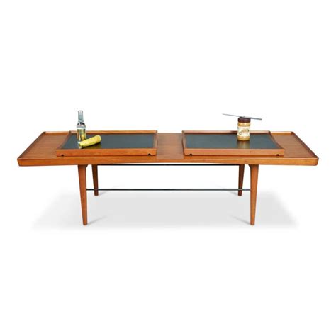 Striking walnut & aluminium coffee table by selig c. Danish Modern Coffee Table with Removable Trays by Poul ...