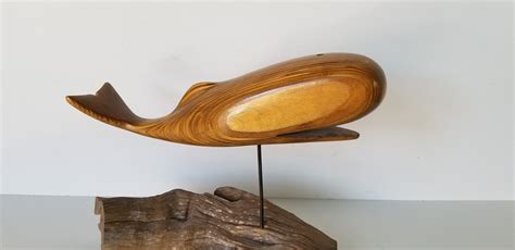1980s Vintage Hand Carved Wood Whale Sculpture Etsy