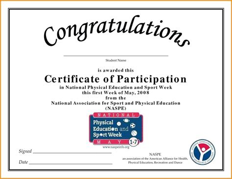 Certificate Of Participation Content Throughout