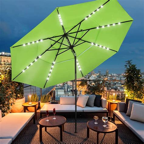11 Ft 3 Tiers Patio Umbrella Outdoor Patio Market Umbrella With 40