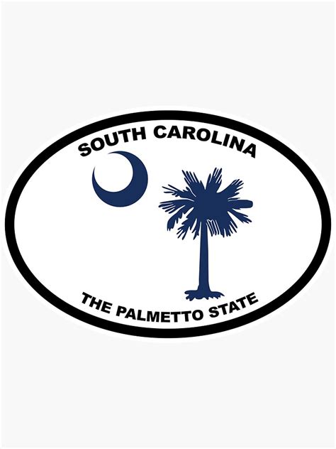South Carolina Sc Palmetto State White Oval Sticker For Sale By