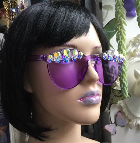 purple tinted glasses pride festival eyewear fashion etsy
