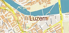 Luzern Lucerne Switzerland PDF Vector Map Accurate High Detailed City ...