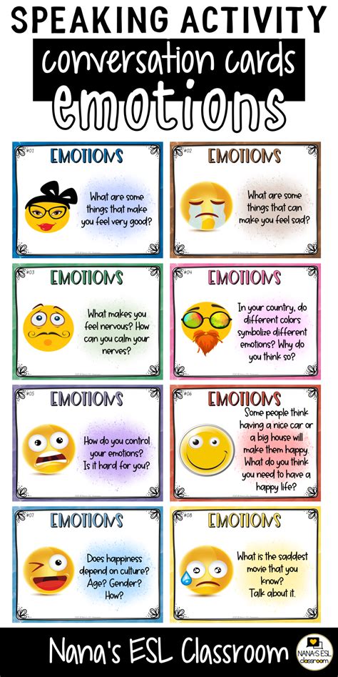 Conversation starters about emotions and feeling in 2020 | Conversation cards, Speaking ...