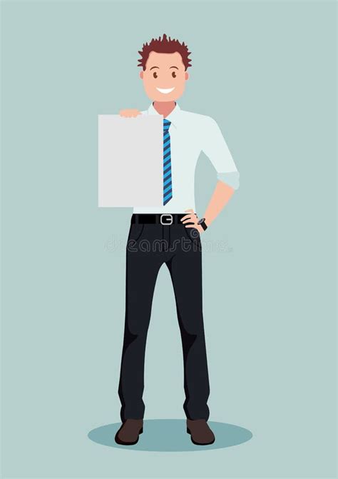 A Man Holds An Empty Poster A Poster A Sign A Board Vector Illustration Stock Vector