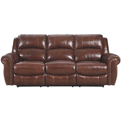 Ashley Nailhead Leather Sofa Baci Living Room