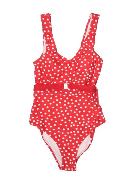 Cupshe One Piece Swimsuit Red Polka Dots Swimwear Size Medium In