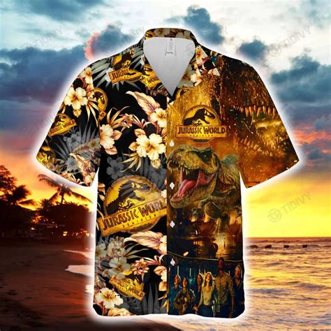 Jurassic Park Hawaiian Shirt Jurassic Park Tropical Summer Yellow