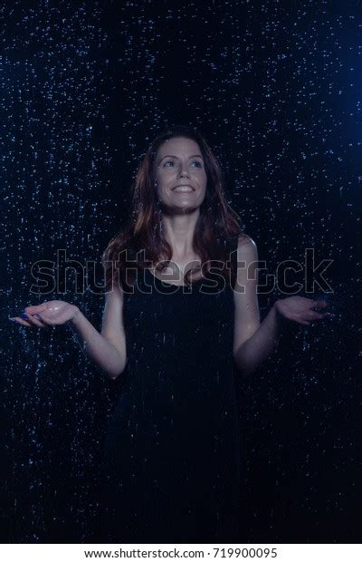 Sexy Beautiful Woman Posing Under Rain Stock Photo Edit