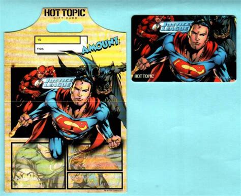 Gift cards, recharges & lists › redeeming gift cards›. HOT TOPIC Justice League 2011 Gift Card ( $0 ) | eBay