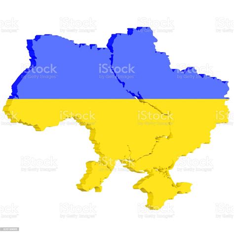 3d Mapa De Ucrania Con Colores De La Bandera 3d Ilustración Aislado