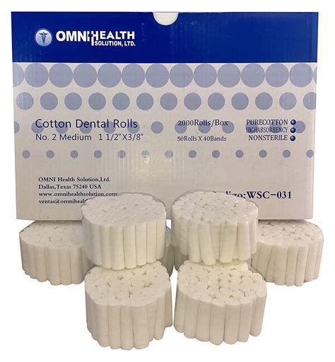 Dental Cotton Rolls 10x38cm 2000pcsbx Omni Health