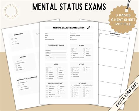 Mental Status Exam MSE Cheat Sheet Mental Health Form Etsy Finland