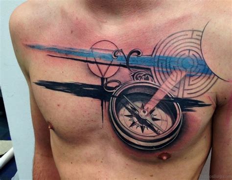 51 Attractive Compass Tattoo Design On Chest