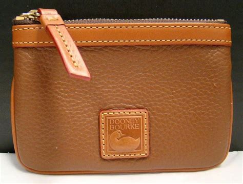 Dooney And Bourke Brown Coin Purse Zip Closure Leather Wallet Brass