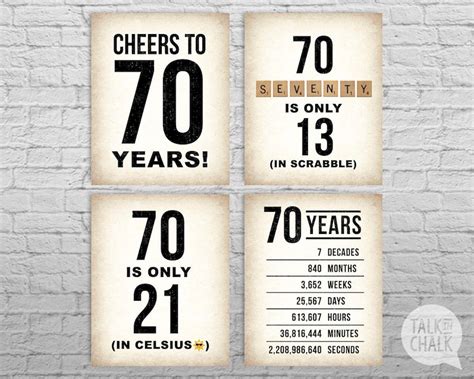 70th Birthday Printable Posters 70th Birthday Sign Pack Etsy