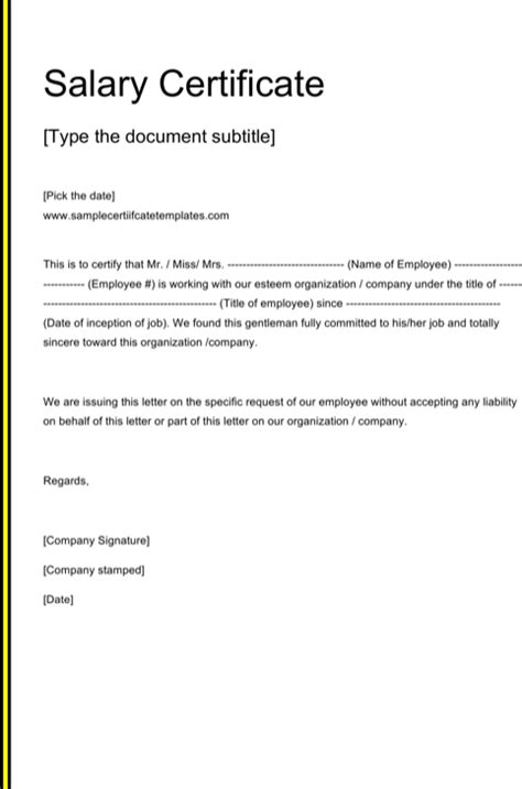 Sample format of employment certificate with compensation. Salary Certificate Templates | 37+ Word & Excel Formats, Samples & Forms | Doctors note template ...