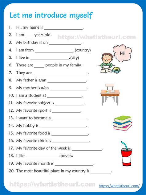 Self Introduction Worksheet For Kids Your Home Teacher