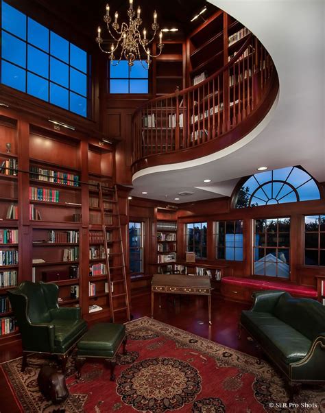The Wood Paneling Bookcases Staircases And Coffered Ceiling In The