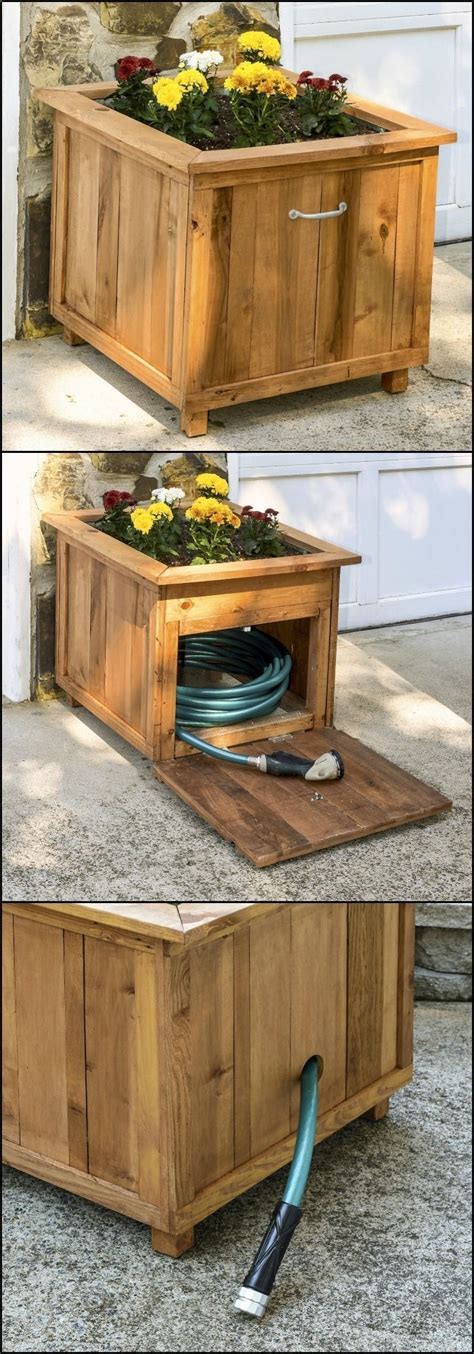 Hide Your Garden Hose In This Diy Hose Storage With Planter To Keep