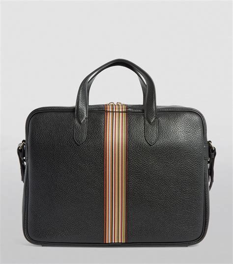 Mens Paul Smith Black Leather Signature Stripe Briefcase Harrods Uk