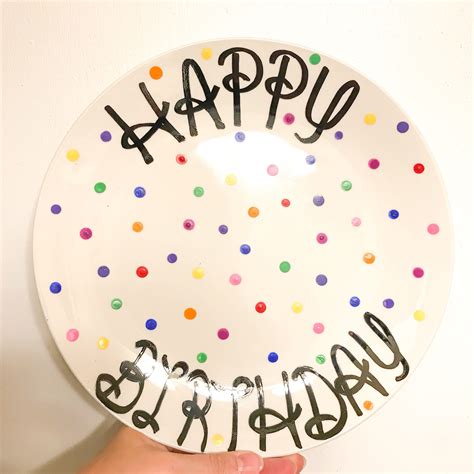 Personalized Happy Birthday Plate Hand Painted Plate 10 Inch Etsy