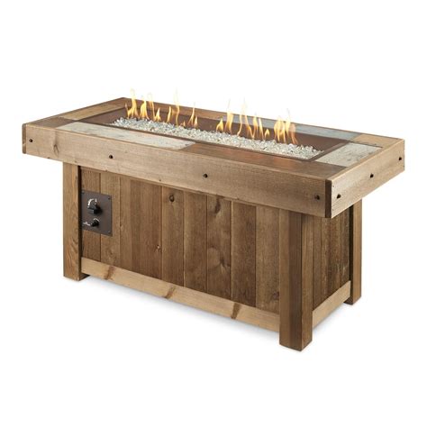 The Outdoor Greatroom Company Vintage 54 Inch Linear Natural Gas Fire Pit Table With 42 Inch